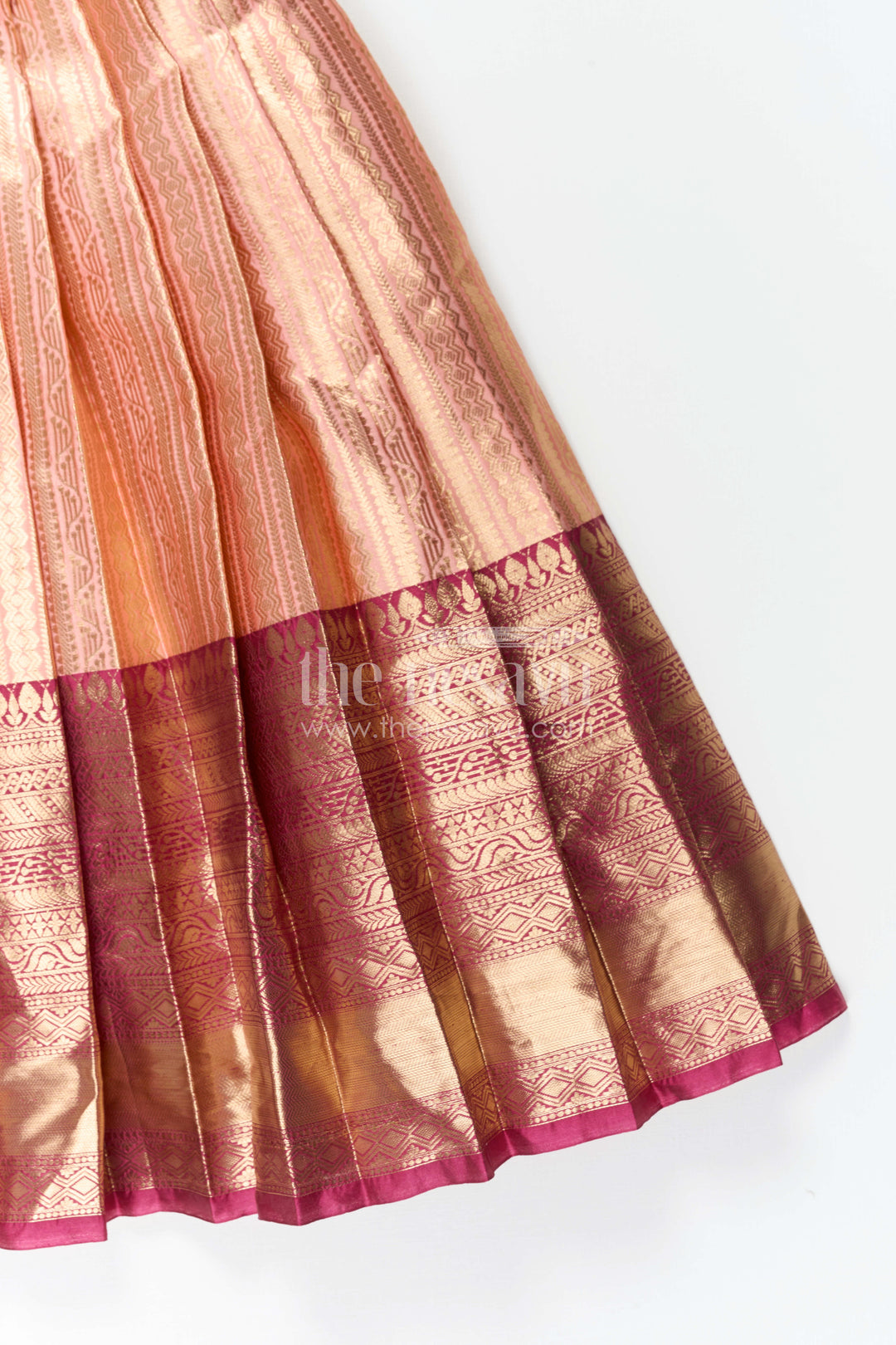 The Nesavu Girls Silk Gown Girls Gown with Jacket for Wedding Celebrations Nesavu Nesavu Girls Gown With Jacket For Wedding Celebrations With Semi Banaras Border And Embroidery