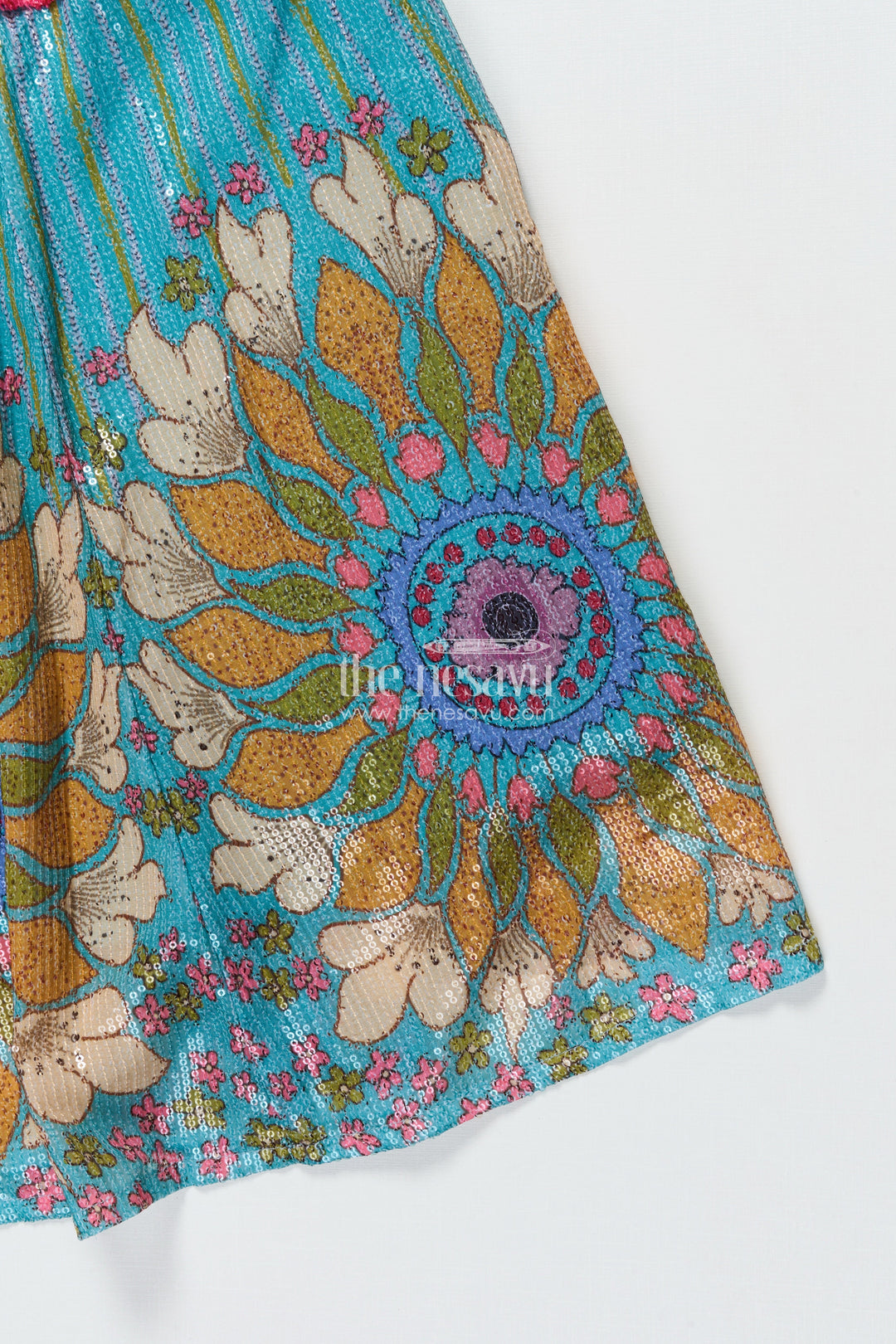 The Nesavu Girls Lehenga Choli Girls Green Lehenga Choli with Sequin Embroidery for Festive and Wedding Wear Nesavu Nesavu girls green lehenga choli georgette sequin embroidery  ideal weddings festivals