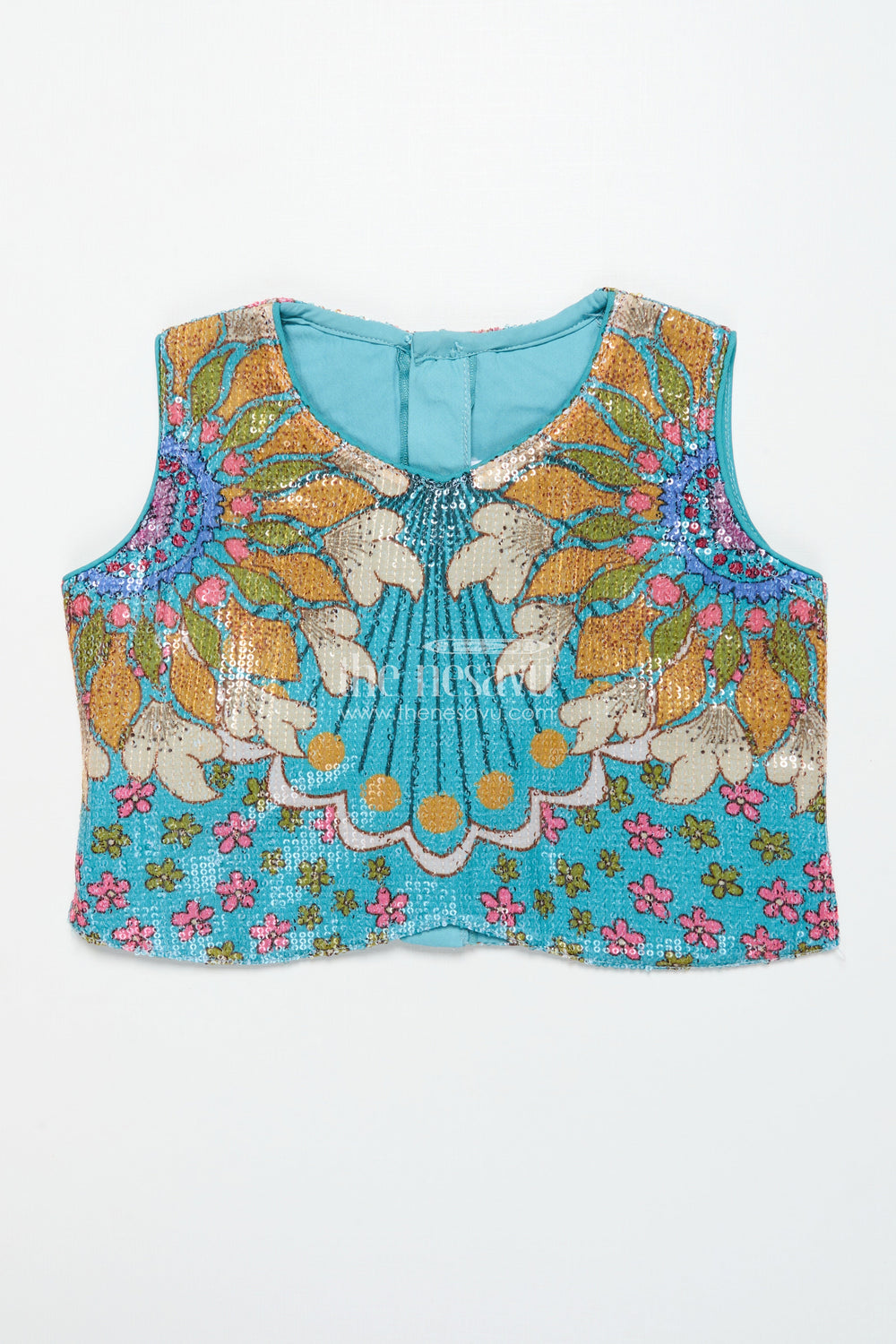 The Nesavu Girls Lehenga Choli Girls Green Lehenga Choli with Sequin Embroidery for Festive and Wedding Wear Nesavu Nesavu girls green lehenga choli georgette sequin embroidery  ideal weddings festivals