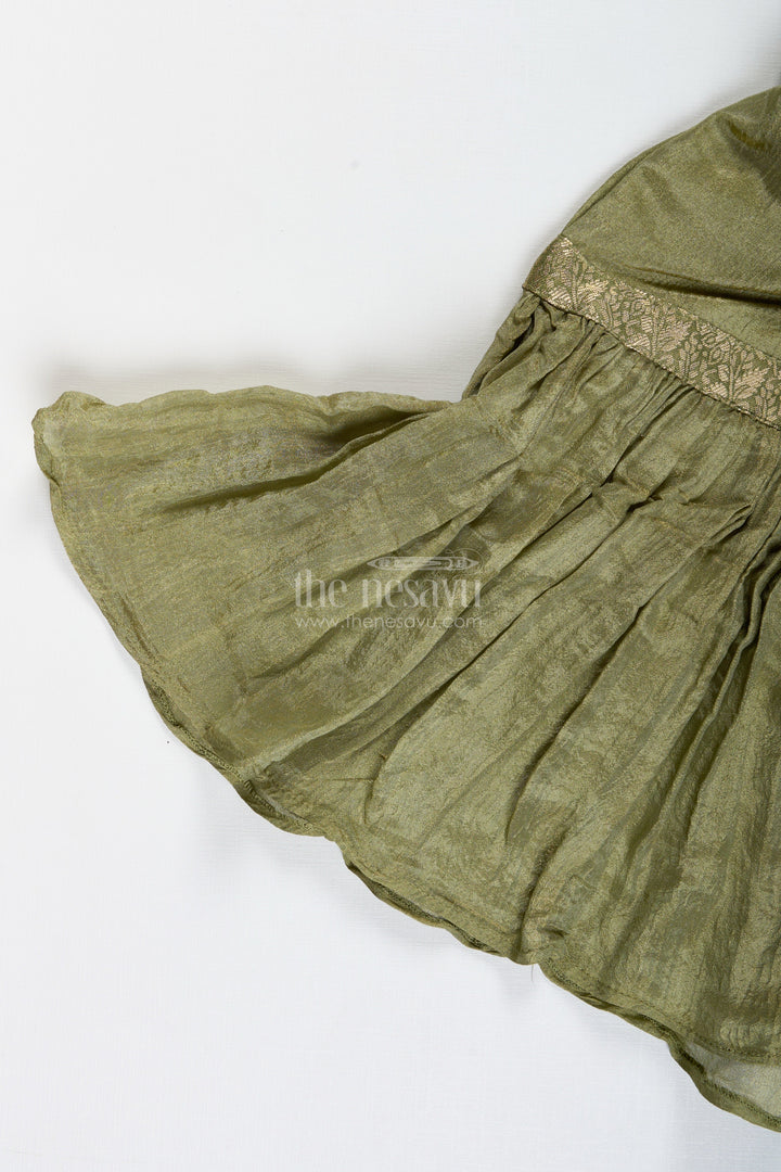 The Nesavu Girls Sharara / Plazo Set Girls Green Sharara Set with Dupatta Ethnic Festive Wear in Organza for Kids Nesavu Nesavu Girls Green Sharara Set Dupatta Ethnic Festive Wear Organza Kids