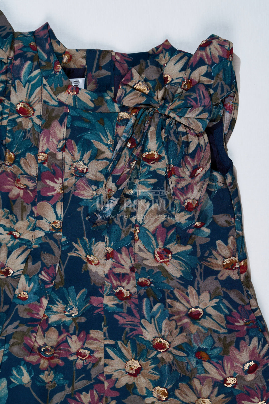 The Nesavu Girls Cotton Frock Girls Hot Frock in Muslin Silk with Floral Print and Elegant Shoulder Bow Nesavu Girls Hot Frock Muslin Silk Floral Print Elegant Shoulder Bow | The Nesavu