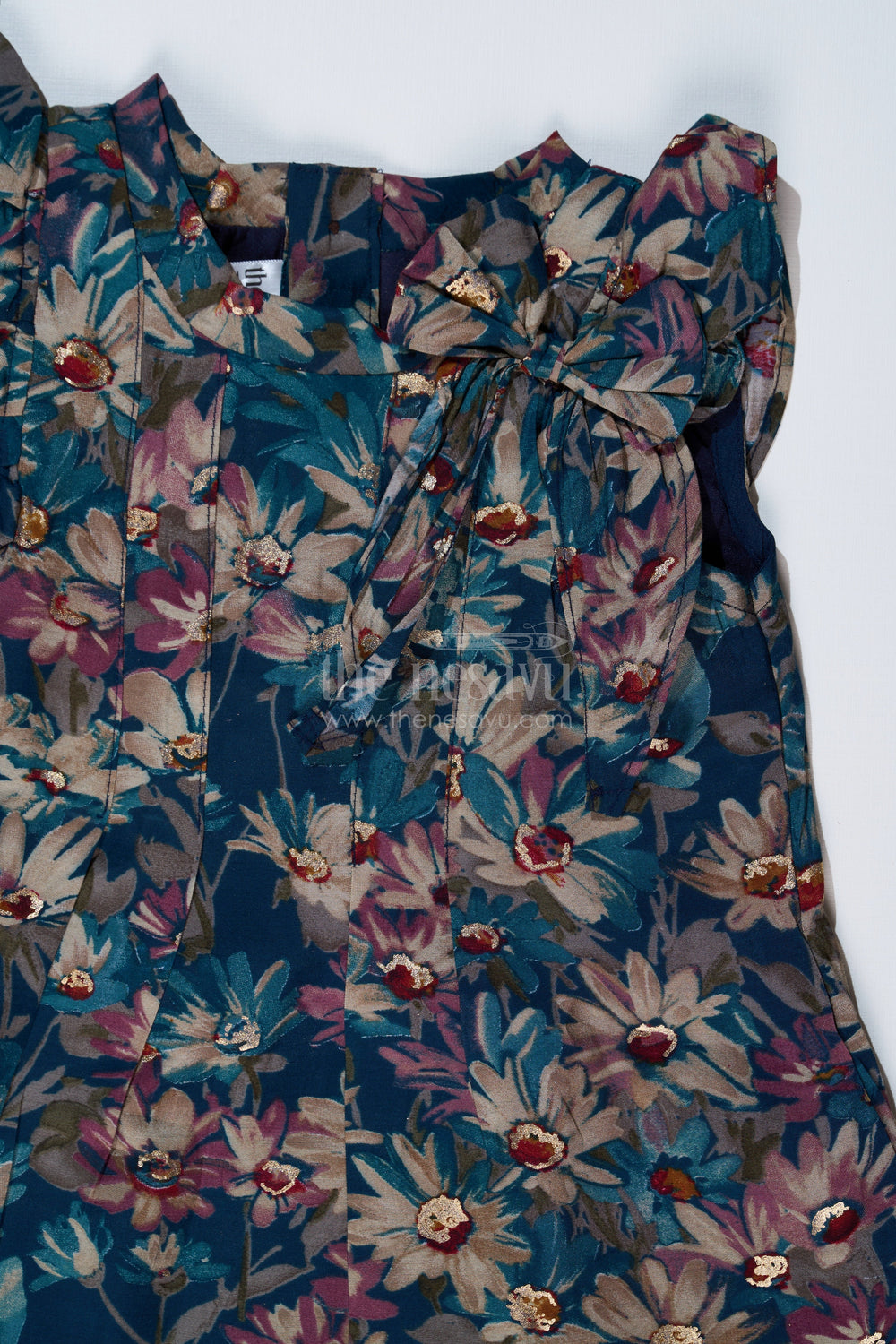 The Nesavu Girls Cotton Frock Girls Hot Frock in Muslin Silk with Floral Print and Elegant Shoulder Bow Nesavu Nesavu Girls Hot Frock Muslin Silk Floral Print Elegant Shoulder Bow