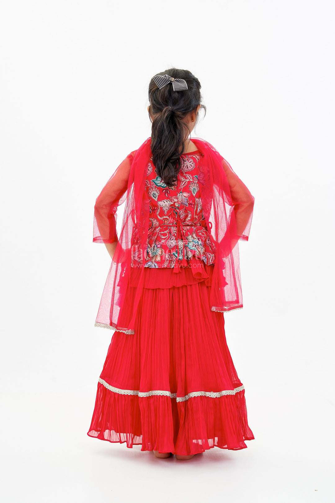 The Nesavu Girls Lehenga Choli Girls Indo Western Lehenga Designs with Embroidered Peplum Top and Flared Skirt Nesavu Girls Indo Western Lehenga Peplum Top Embroidered Flared Skirt | The Nesavu
