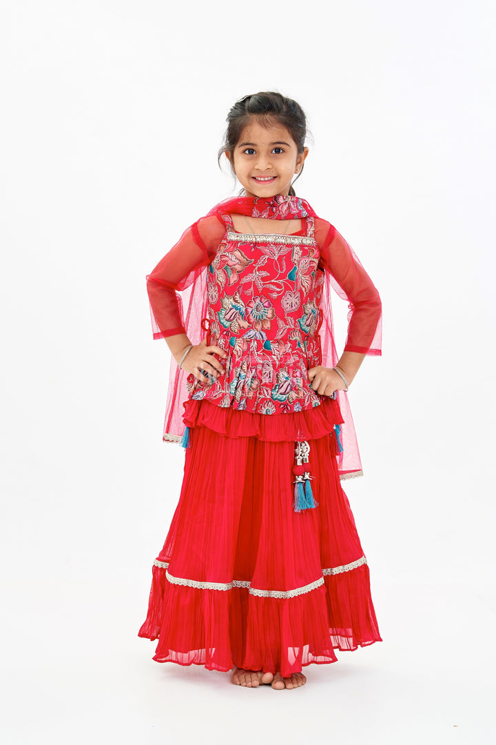 The Nesavu Girls Lehenga Choli Girls Indo Western Lehenga Designs with Embroidered Peplum Top and Flared Skirt Nesavu Girls Indo Western Lehenga Peplum Top Embroidered Flared Skirt | The Nesavu