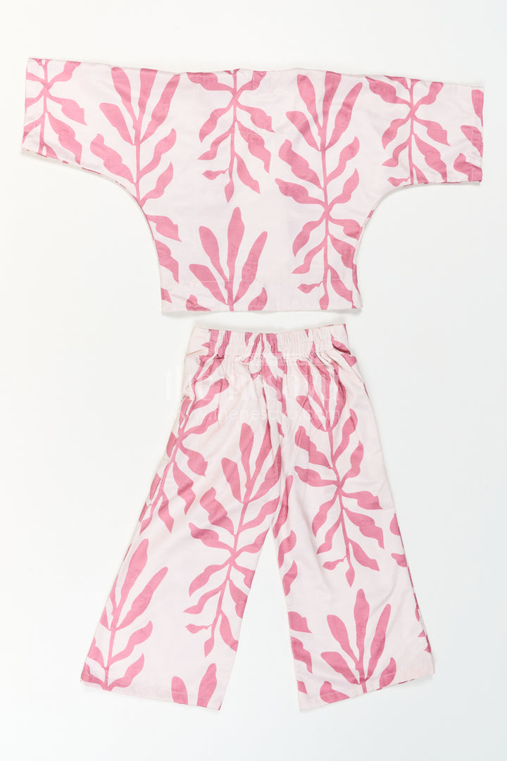 The Nesavu Girls Sharara / Plazo Set Girls Indo-Western Plazo Set with Leaf Digital Print Nesavu Nesavu girls plazo set leaf print cape jacket  stylish Indo-western outfit