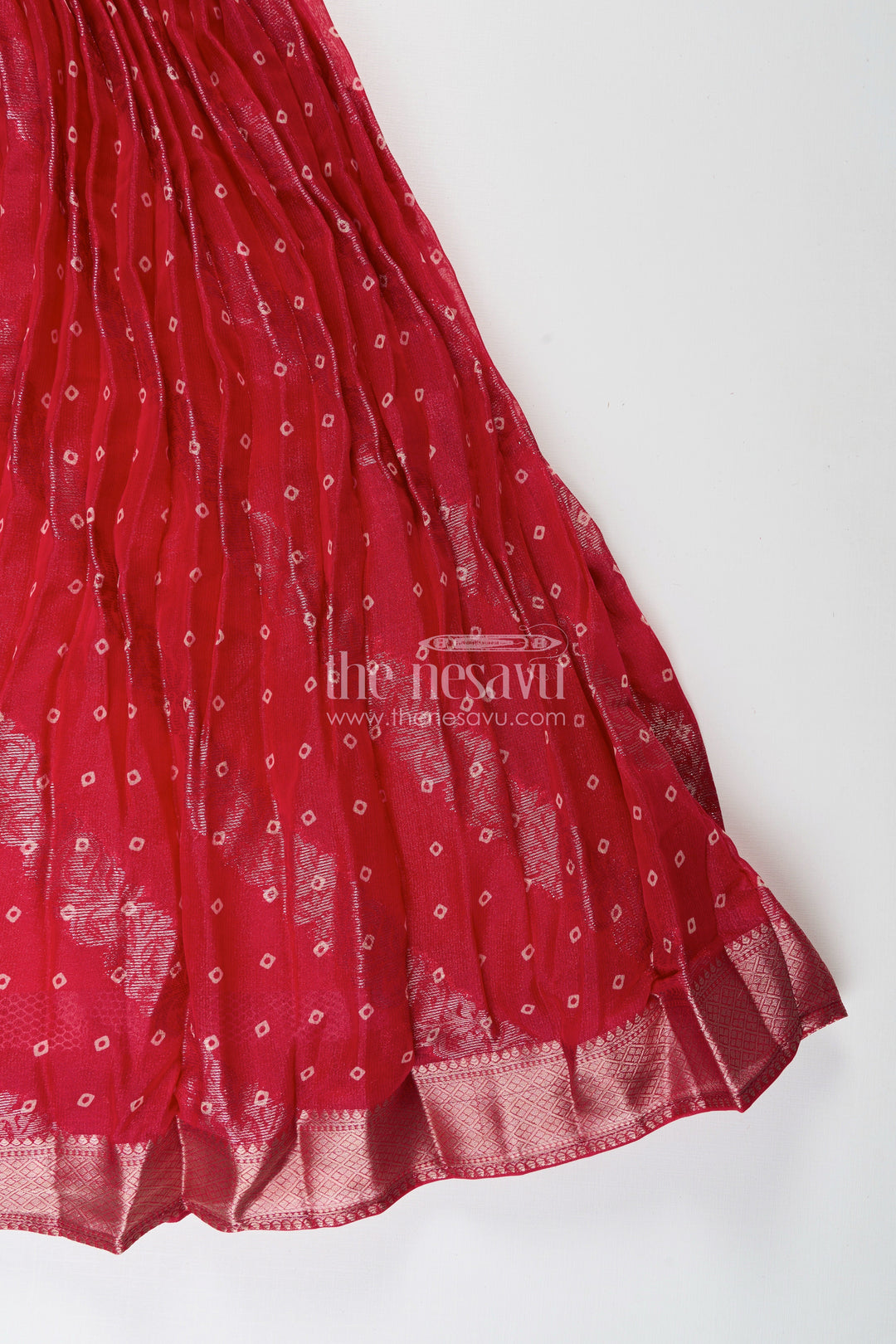The Nesavu Girls Party Gown Girls Jacquard Party Gown for Weddings and Festive Events Nesavu Nesavu girls georgette jacquard party gown woven motifs wedding festive occasions