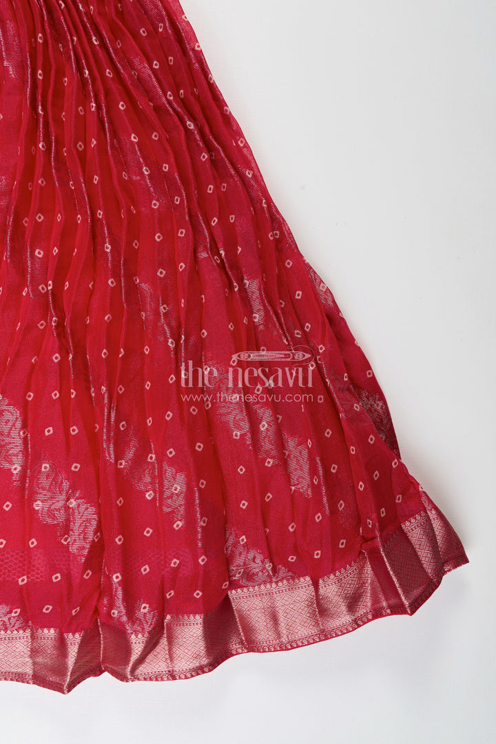 The Nesavu Girls Party Gown Girls Jacquard Party Gown for Weddings and Festive Events Nesavu Nesavu girls georgette jacquard party gown woven motifs wedding festive occasions