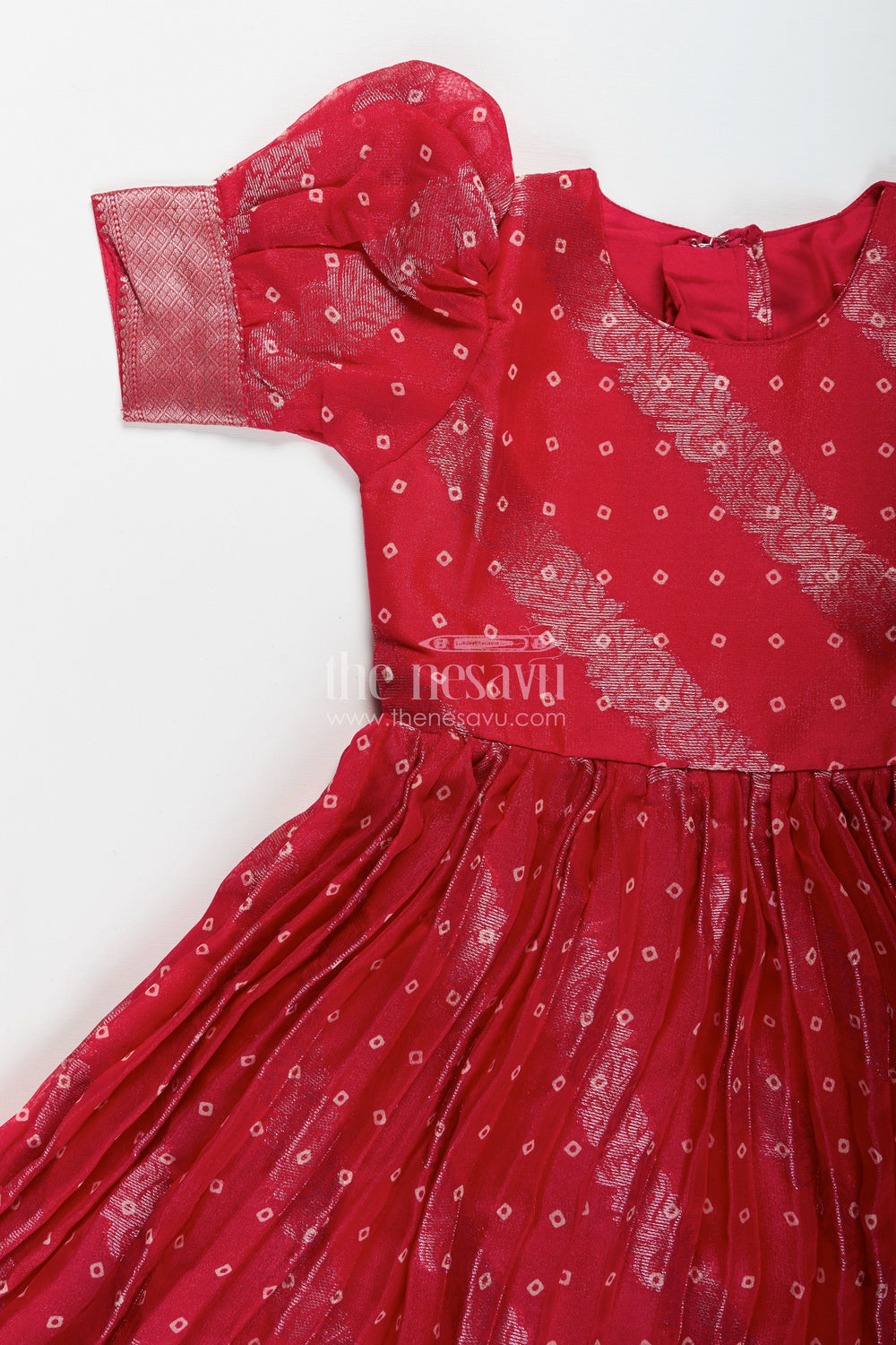 The Nesavu Girls Party Gown Girls Jacquard Party Gown for Weddings and Festive Events Nesavu Nesavu girls georgette jacquard party gown woven motifs wedding festive occasions