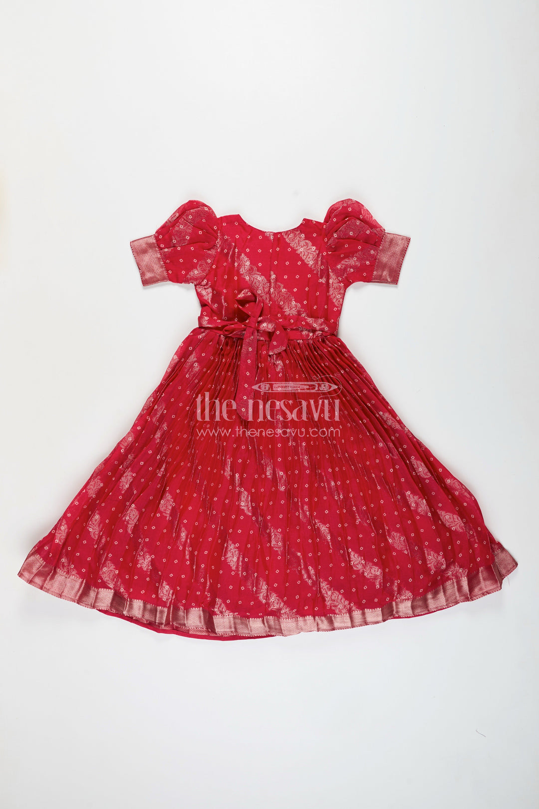 The Nesavu Girls Party Gown Girls Jacquard Party Gown for Weddings and Festive Events Nesavu Nesavu girls georgette jacquard party gown woven motifs wedding festive occasions