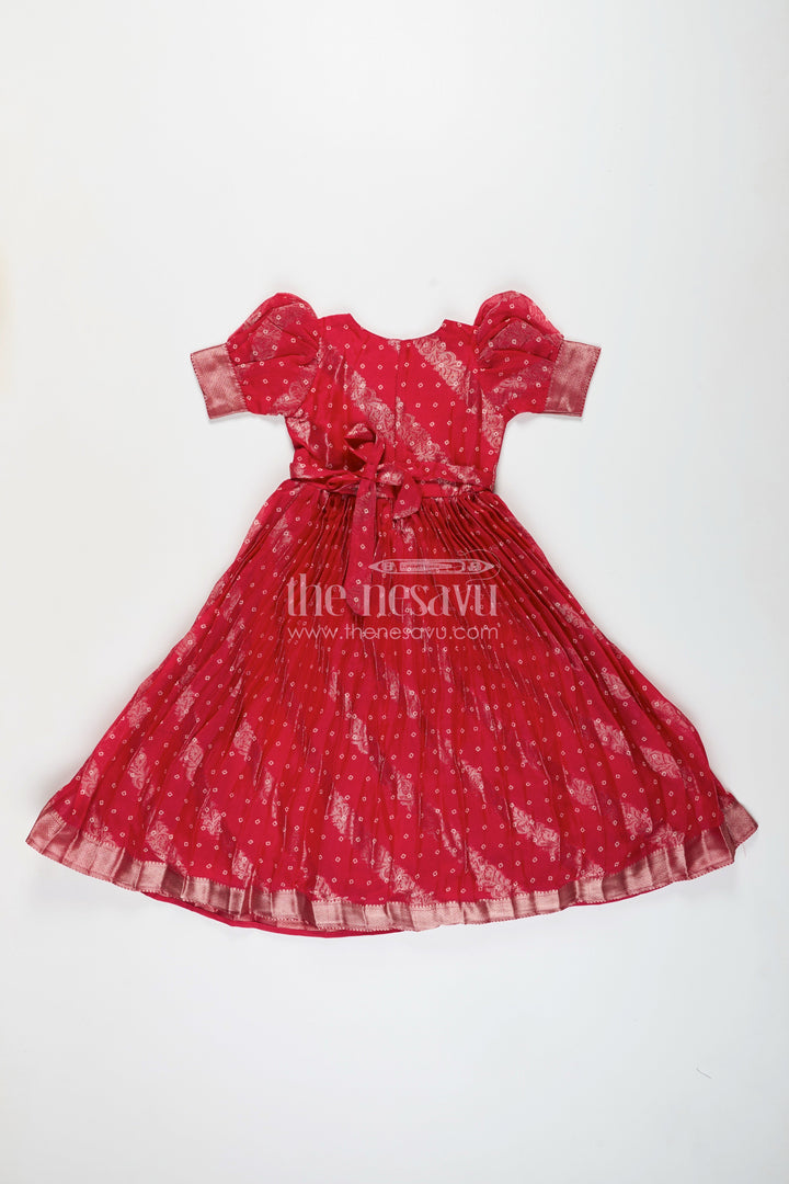 The Nesavu Girls Party Gown Girls Jacquard Party Gown for Weddings and Festive Events Nesavu Nesavu girls georgette jacquard party gown woven motifs wedding festive occasions