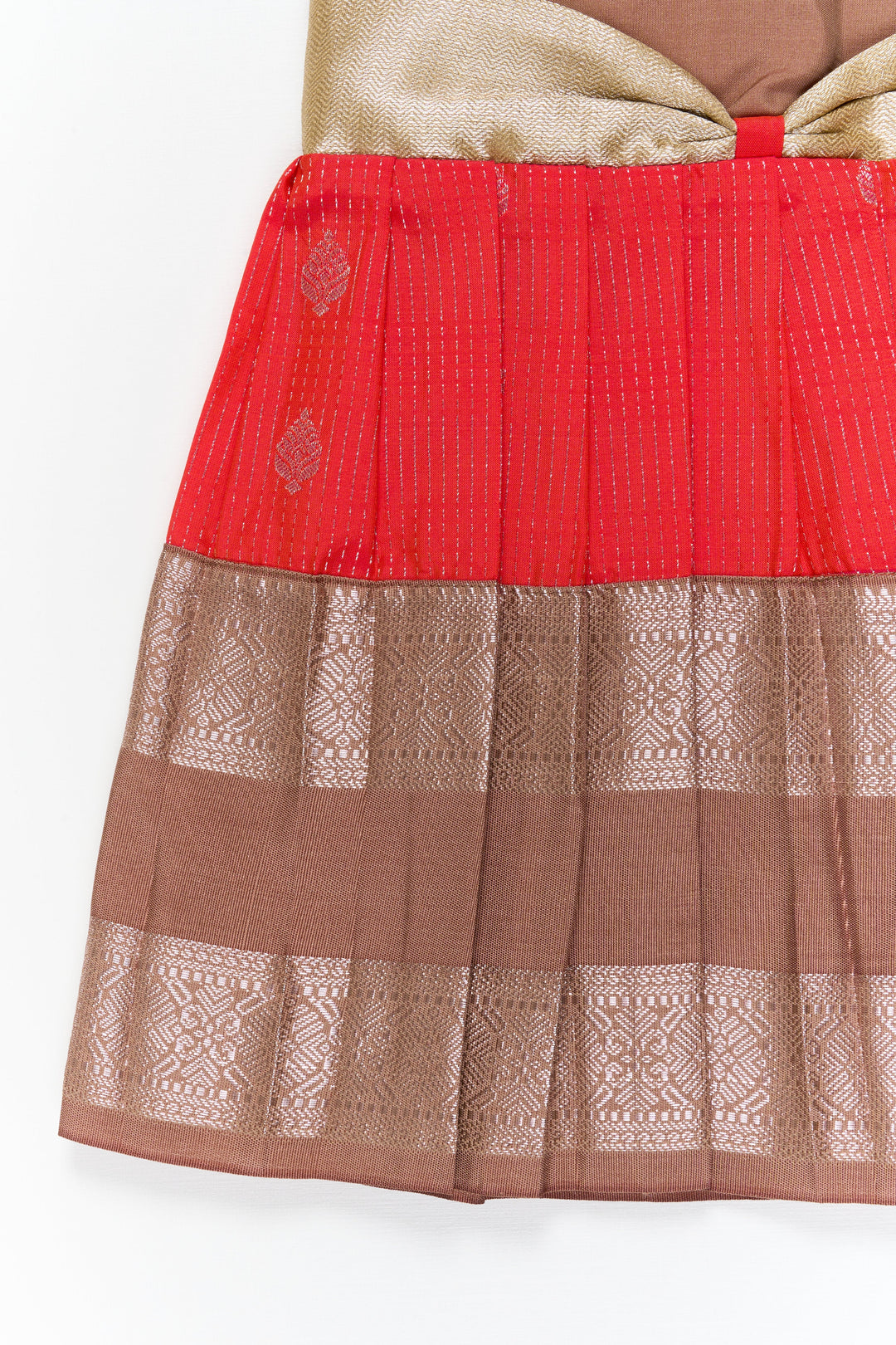 The Nesavu Girls Kanchi Silk Frock Girls Kanchi Silk Frock for Festive Celebrations Nesavu Nesavu girls kanchi silk frock for weddings in semi designer kanchivaram silk inspired collection