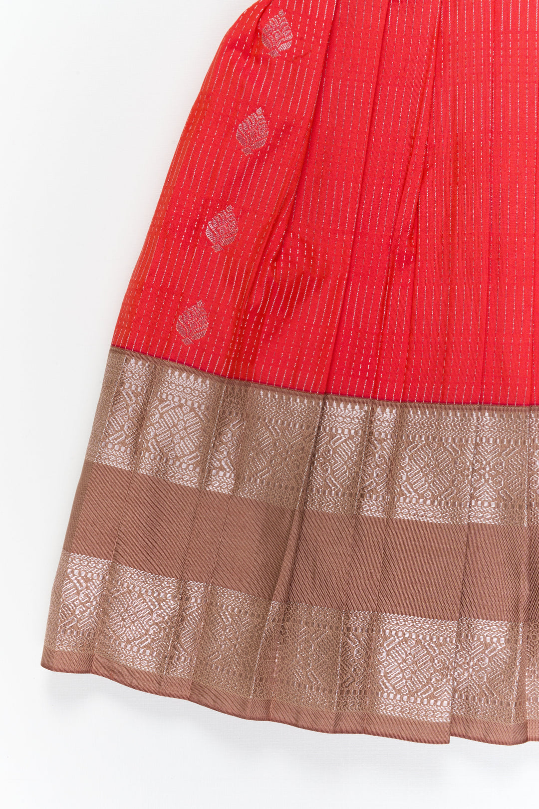 The Nesavu Girls Kanchi Silk Frock Girls Kanchi Silk Frock for Festive Celebrations Nesavu Nesavu girls kanchi silk frock for weddings in semi designer kanchivaram silk inspired collection