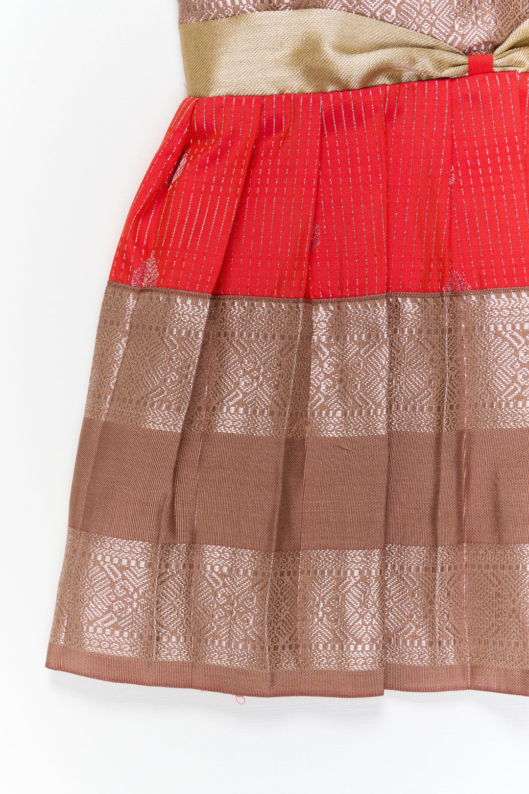 The Nesavu Girls Kanchi Silk Frock Girls Kanchi Silk Frock for Festive Celebrations Nesavu Nesavu girls kanchi silk frock for weddings in semi designer kanchivaram silk inspired collection