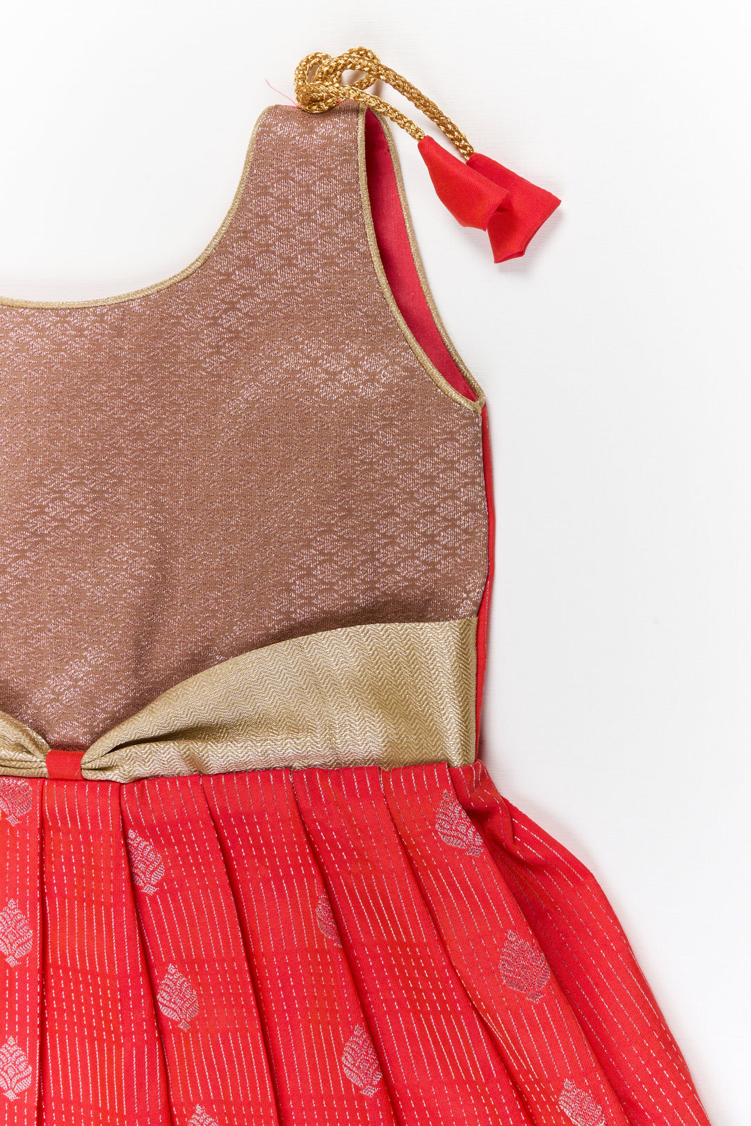 The Nesavu Girls Kanchi Silk Frock Girls Kanchi Silk Frock for Festive Celebrations Nesavu Nesavu girls kanchi silk frock for weddings in semi designer kanchivaram silk inspired collection