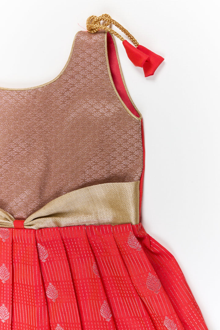 The Nesavu Girls Kanchi Silk Frock Girls Kanchi Silk Frock for Festive Celebrations Nesavu Nesavu girls kanchi silk frock for weddings in semi designer kanchivaram silk inspired collection