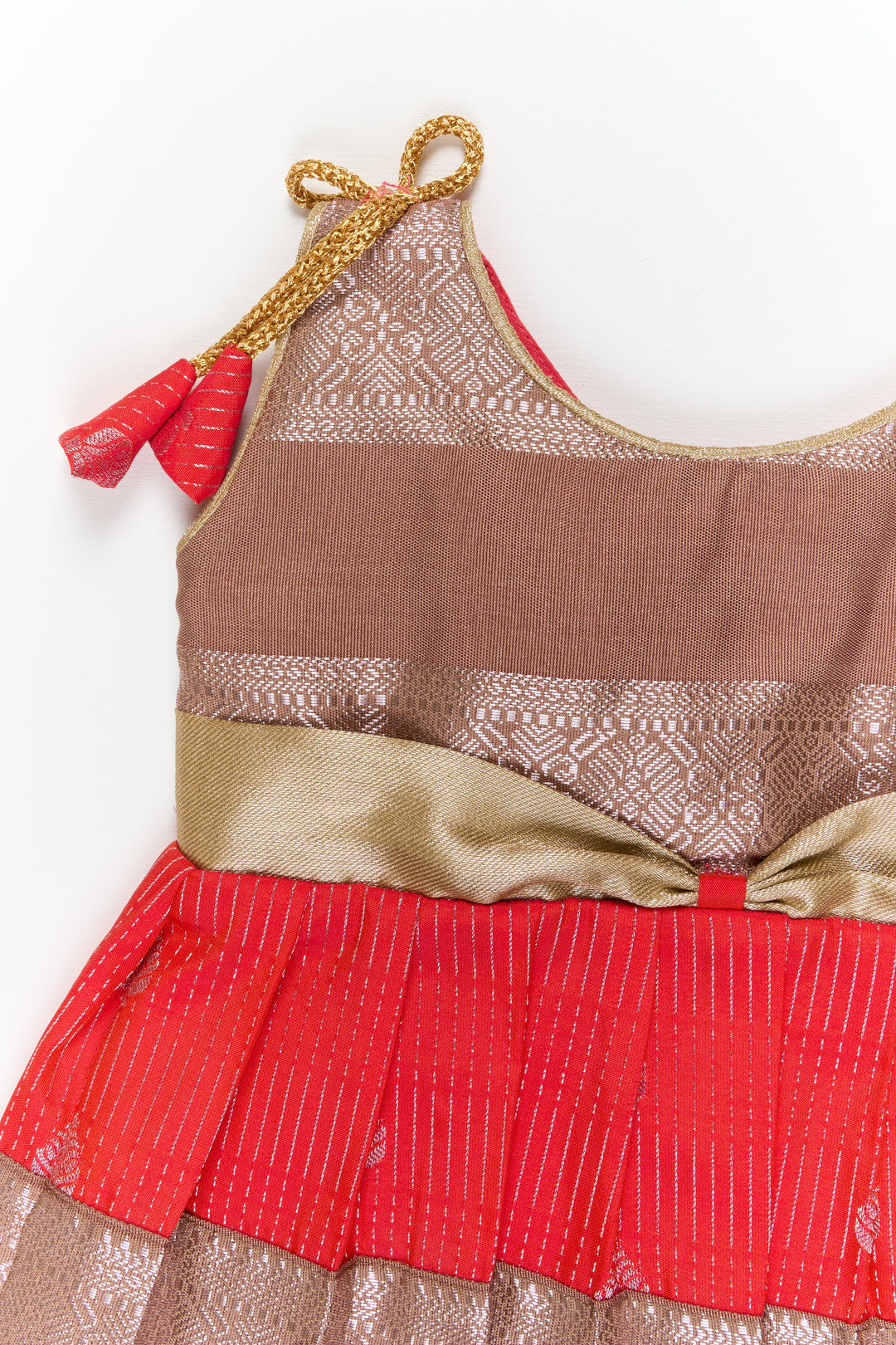 The Nesavu Girls Kanchi Silk Frock Girls Kanchi Silk Frock for Festive Celebrations Nesavu Nesavu girls kanchi silk frock for weddings in semi designer kanchivaram silk inspired collection