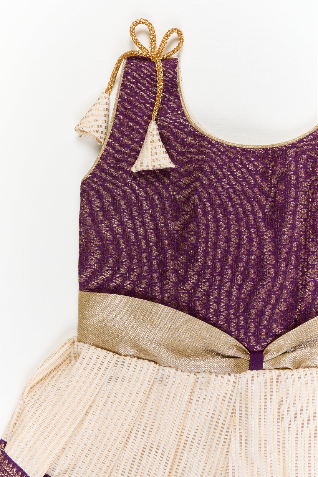 The Nesavu Girls Kanchi Silk Frock Girls Kanchi Silk Frock for Festive Weddings and Receptions Nesavu Nesavu girls kanchi silk frock for weddings in semi designer kanchivaram saree inspired style