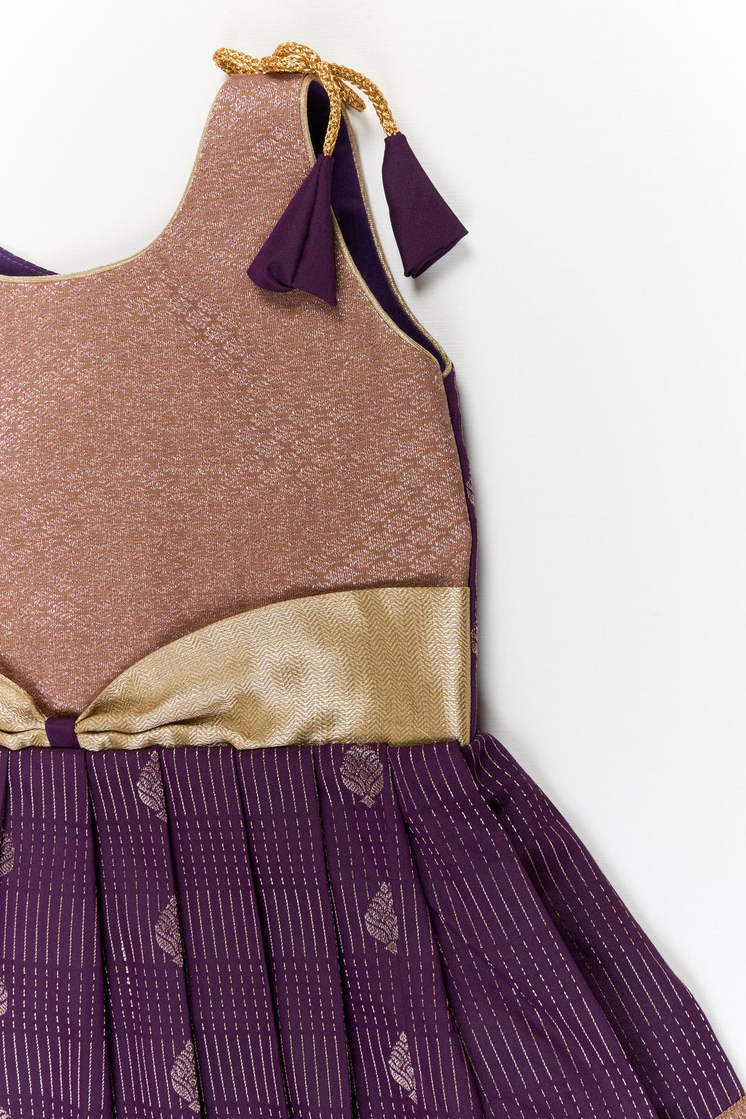 The Nesavu Girls Kanchi Silk Frock Girls Kanchi Silk Frock for Receptions and Festivals Nesavu Nesavu girls kanchi silk frock for wedding receptions in semi bridal kanchivaram silk style