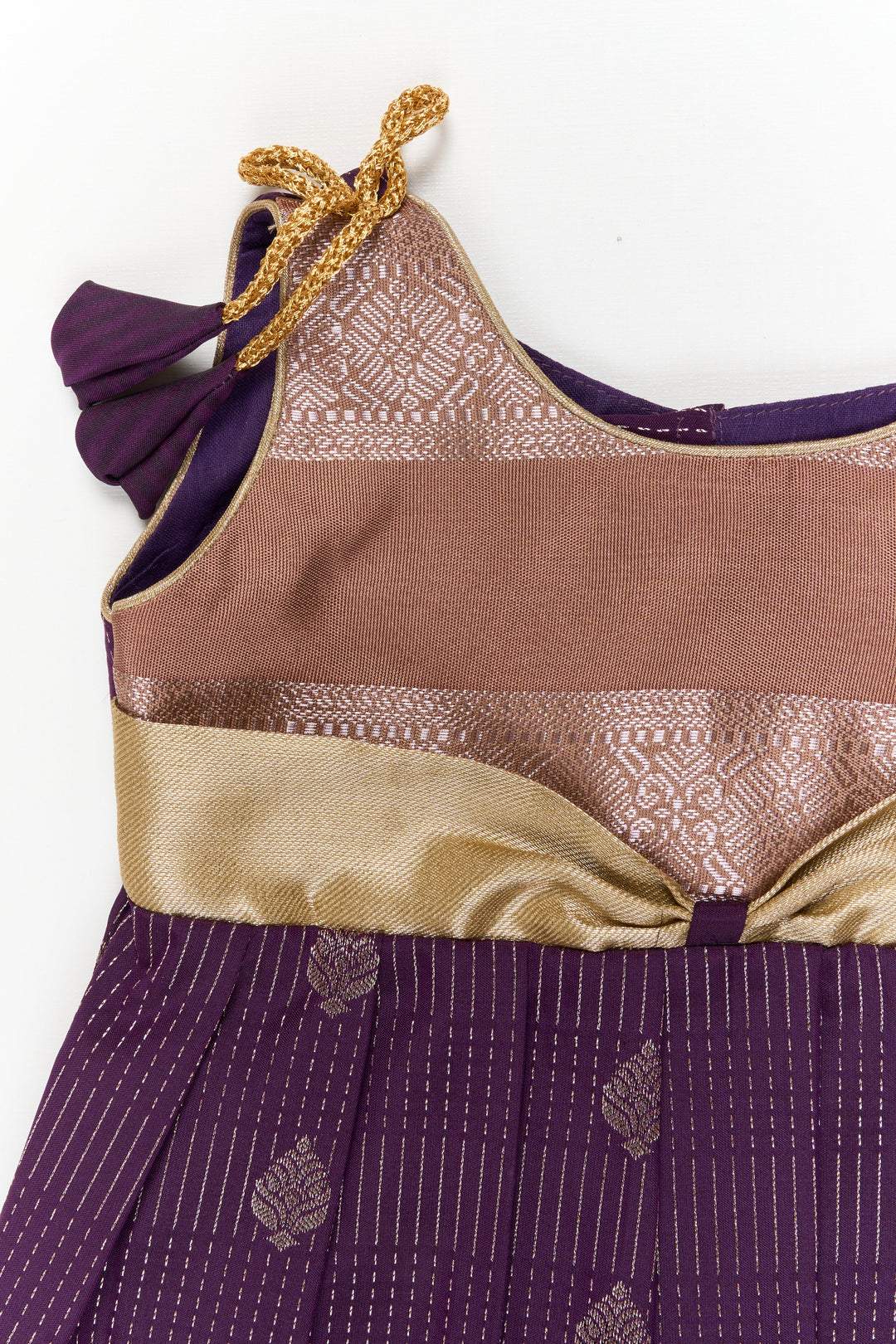 The Nesavu Girls Kanchi Silk Frock Girls Kanchi Silk Frock for Receptions and Festivals Nesavu Nesavu girls kanchi silk frock for wedding receptions in semi bridal kanchivaram silk style