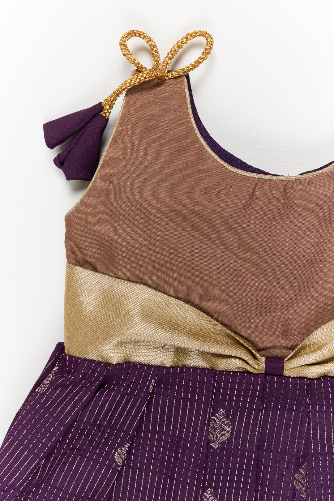 The Nesavu Girls Kanchi Silk Frock Girls Kanchi Silk Frock for Receptions and Festivals Nesavu Nesavu girls kanchi silk frock for wedding receptions in semi bridal kanchivaram silk style