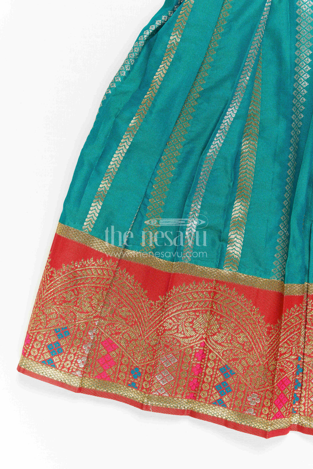 The Nesavu Girls Kanchi Silk Frock Girls Kanchi Silk Frock for Temple Festivals and Family Celebrations Nesavu Nesavu Girls Kanchi Silk Frock With Grand Traditional Border For Festivals And Family Occasions