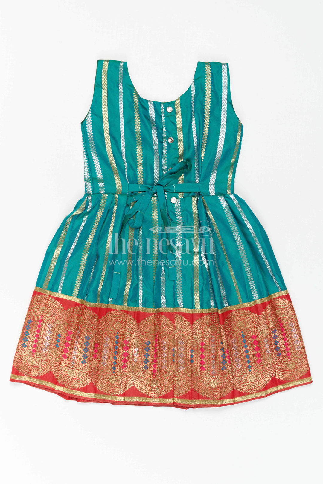 The Nesavu Girls Kanchi Silk Frock Girls Kanchi Silk Frock for Temple Festivals and Family Celebrations Nesavu Nesavu Girls Kanchi Silk Frock With Grand Traditional Border For Festivals And Family Occasions
