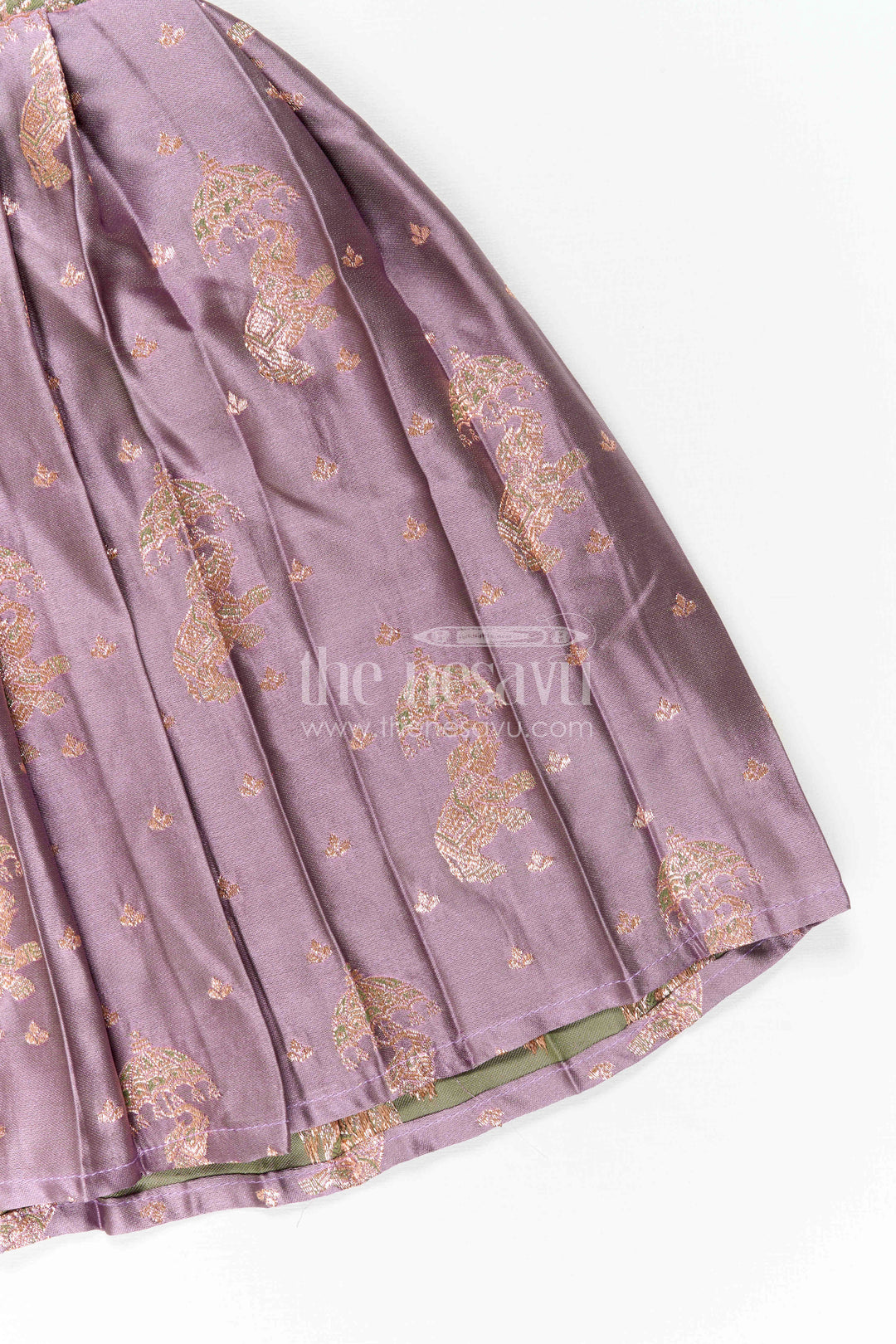 The Nesavu Girls Kanchi Silk Frock Girls Kanchi Silk Frock for Wedding Ceremonies and Festive Portraits Nesavu Nesavu Girls Kanchi Silk Frock With Grand Traditional Border For Weddings And Festive Portraits