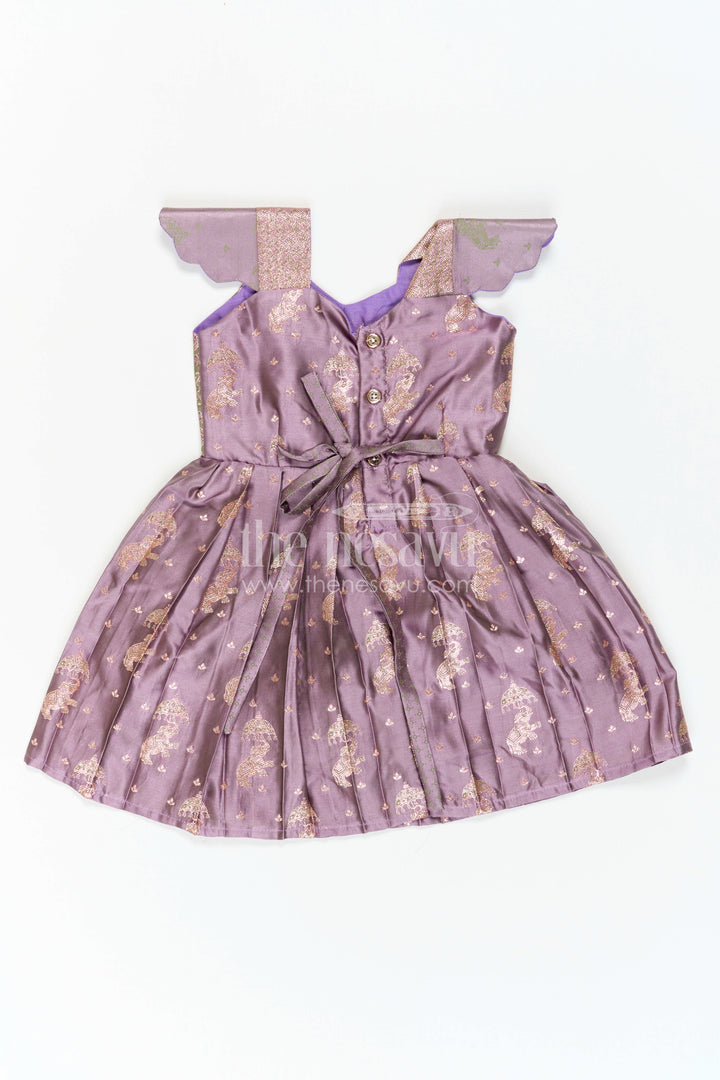 The Nesavu Girls Kanchi Silk Frock Girls Kanchi Silk Frock for Wedding Ceremonies and Festive Portraits Nesavu Nesavu Girls Kanchi Silk Frock With Grand Traditional Border For Weddings And Festive Portraits