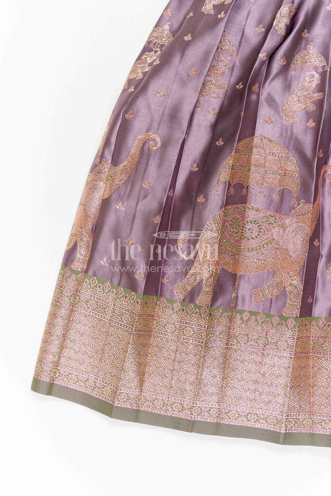 The Nesavu Girls Kanchi Silk Frock Girls Kanchi Silk Frock for Wedding Ceremonies and Festive Portraits Nesavu Nesavu Girls Kanchi Silk Frock With Grand Traditional Border For Weddings And Festive Portraits