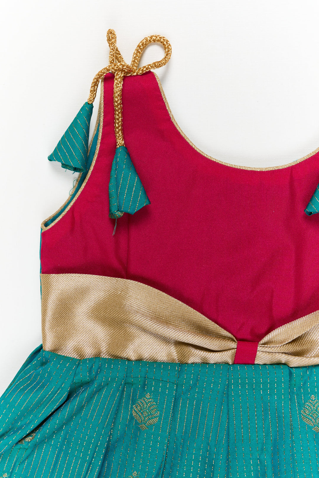 The Nesavu Girls Kanchi Silk Frock Girls Kanchi Silk Frock for Wedding Functions and Festivals Nesavu Nesavu girls kanchi silk frock for weddings in semi designer bridal kanchivaram style