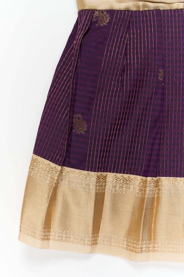 The Nesavu Girls Kanchi Silk Frock Girls Kanchi Silk Frock for Wedding Receptions and Festivals Nesavu Nesavu girls kanchi silk frock for wedding receptions in semi bridal kanchivaram silk style