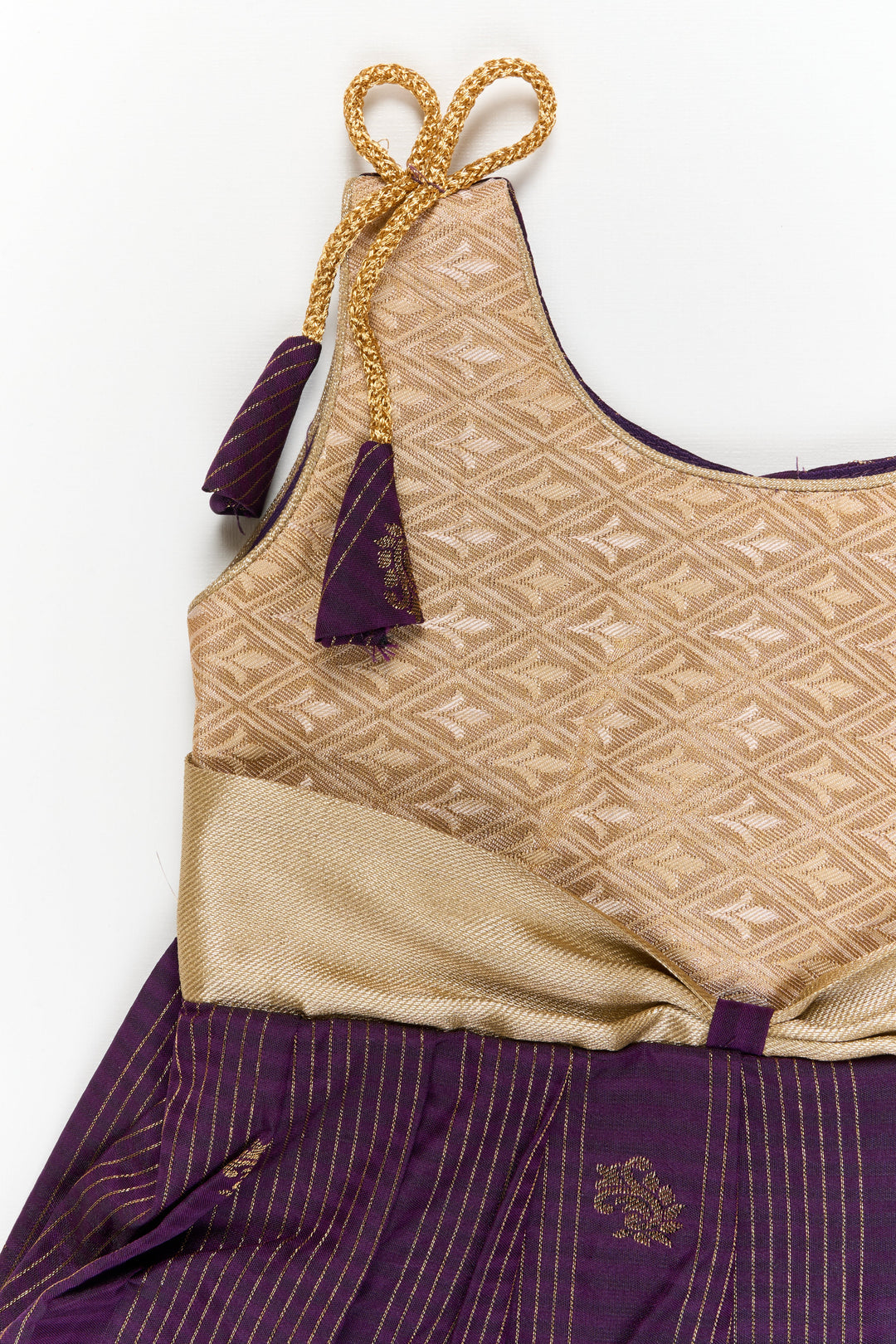 The Nesavu Girls Kanchi Silk Frock Girls Kanchi Silk Frock for Wedding Receptions and Festivals Nesavu Nesavu girls kanchi silk frock for wedding receptions in semi bridal kanchivaram silk style