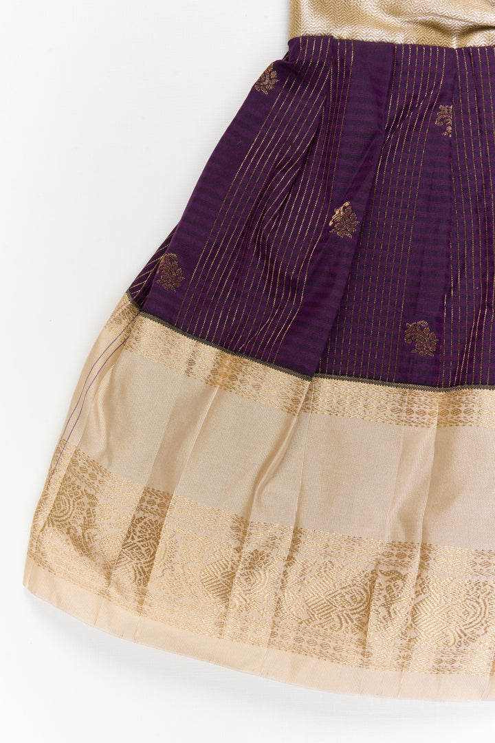 The Nesavu Girls Kanchi Silk Frock Girls Kanchi Silk Frock for Wedding Receptions and Festivals Nesavu Nesavu girls kanchi silk frock for wedding receptions in semi bridal kanchivaram silk style