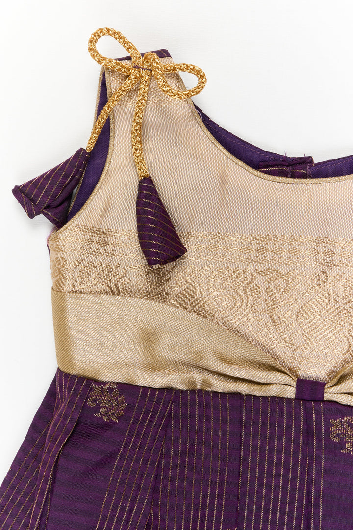 The Nesavu Girls Kanchi Silk Frock Girls Kanchi Silk Frock for Wedding Receptions and Festivals Nesavu Nesavu girls kanchi silk frock for wedding receptions in semi bridal kanchivaram silk style