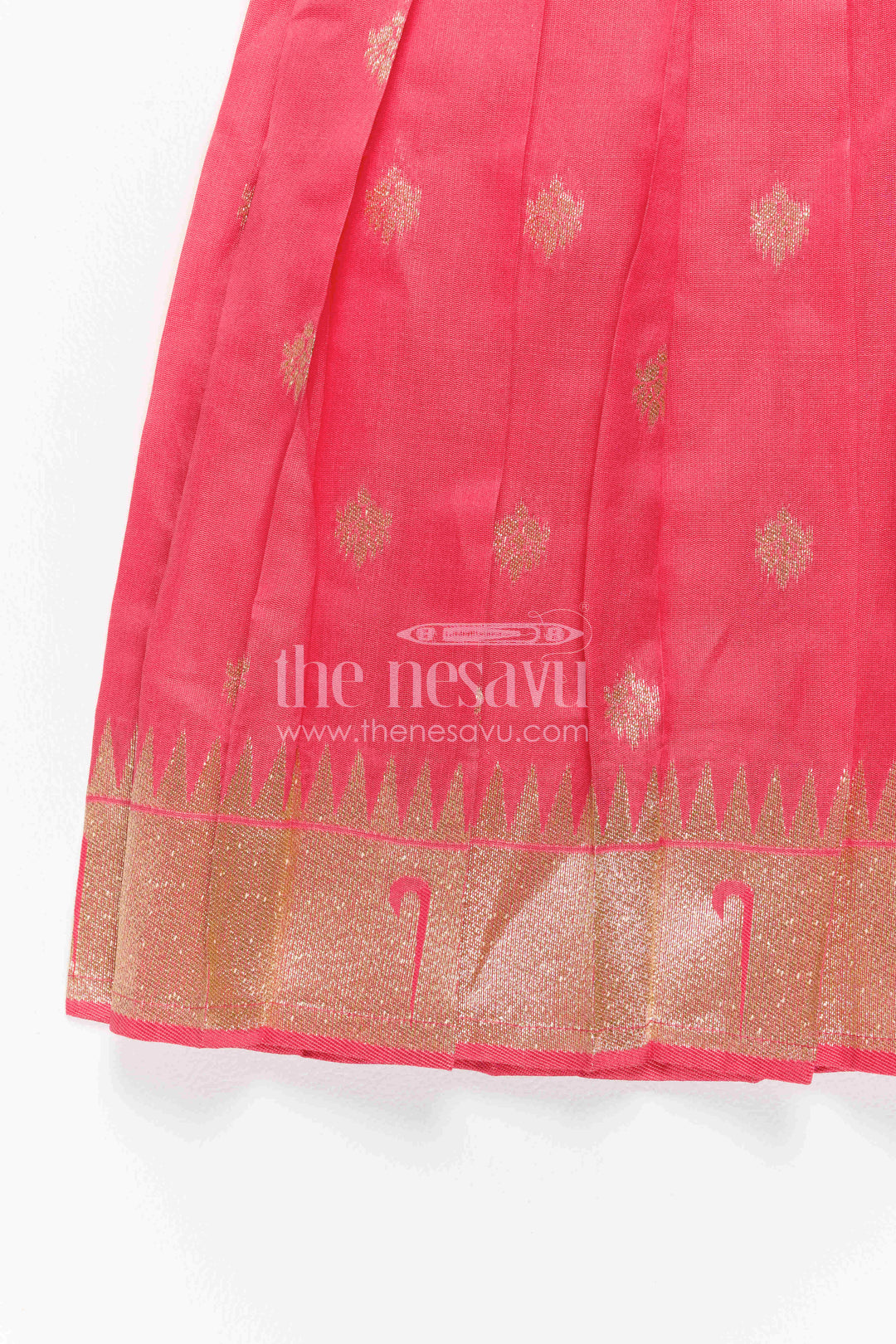 The Nesavu Girls Kanchi Silk Frock Girls Kanchi Silk Frock for Wedding Visits and Pooja Nesavu Nesavu Girls Kanchi Silk Frock For Wedding Visits And Pooja With Paithani Yoke