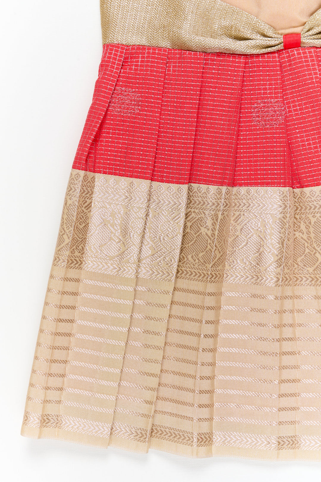 The Nesavu Girls Kanchi Silk Frock Girls Kanchi Silk Frock for Weddings and Festive Celebrations Nesavu Nesavu girls kanchi silk frock for weddings and festive occasions in semi bridal kanchivaram style