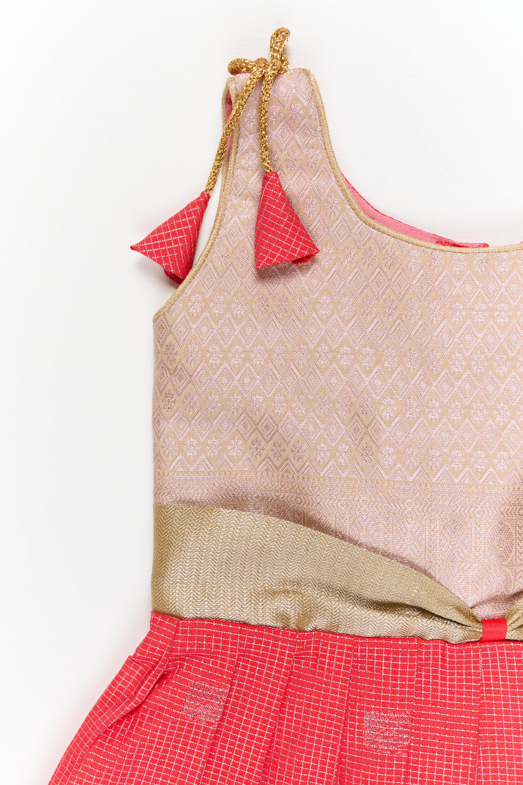 The Nesavu Girls Kanchi Silk Frock Girls Kanchi Silk Frock for Weddings and Festive Celebrations Nesavu Nesavu girls kanchi silk frock for weddings and festive occasions in semi bridal kanchivaram style