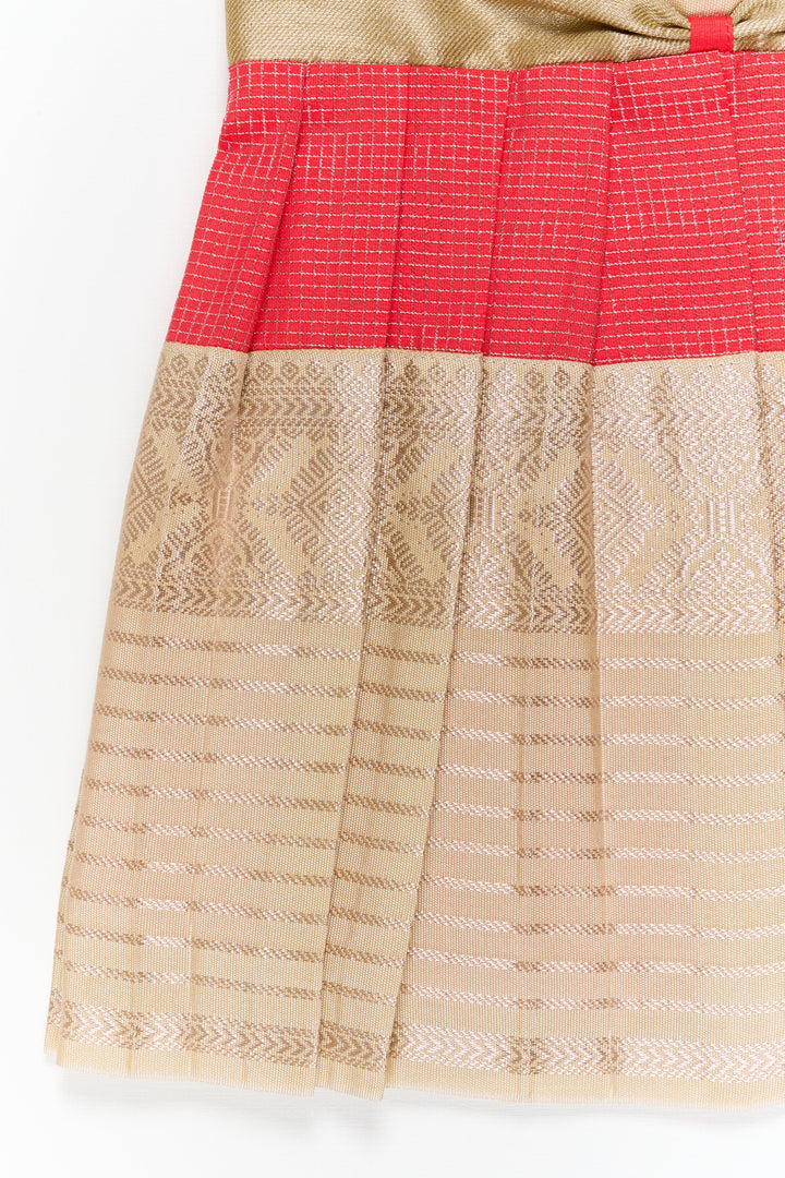 The Nesavu Girls Kanchi Silk Frock Girls Kanchi Silk Frock for Weddings and Festive Celebrations Nesavu Nesavu girls kanchi silk frock for weddings and festive occasions in semi bridal kanchivaram style