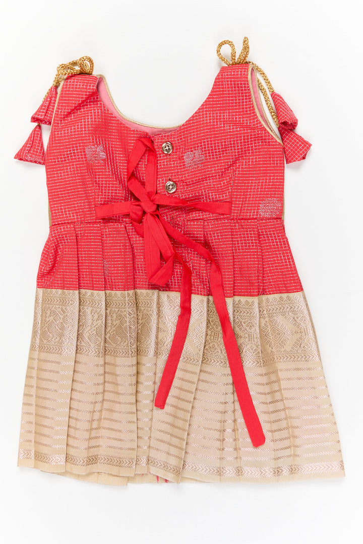 The Nesavu Girls Kanchi Silk Frock Girls Kanchi Silk Frock for Weddings and Festive Celebrations Nesavu Nesavu girls kanchi silk frock for weddings and festive occasions in semi bridal kanchivaram style