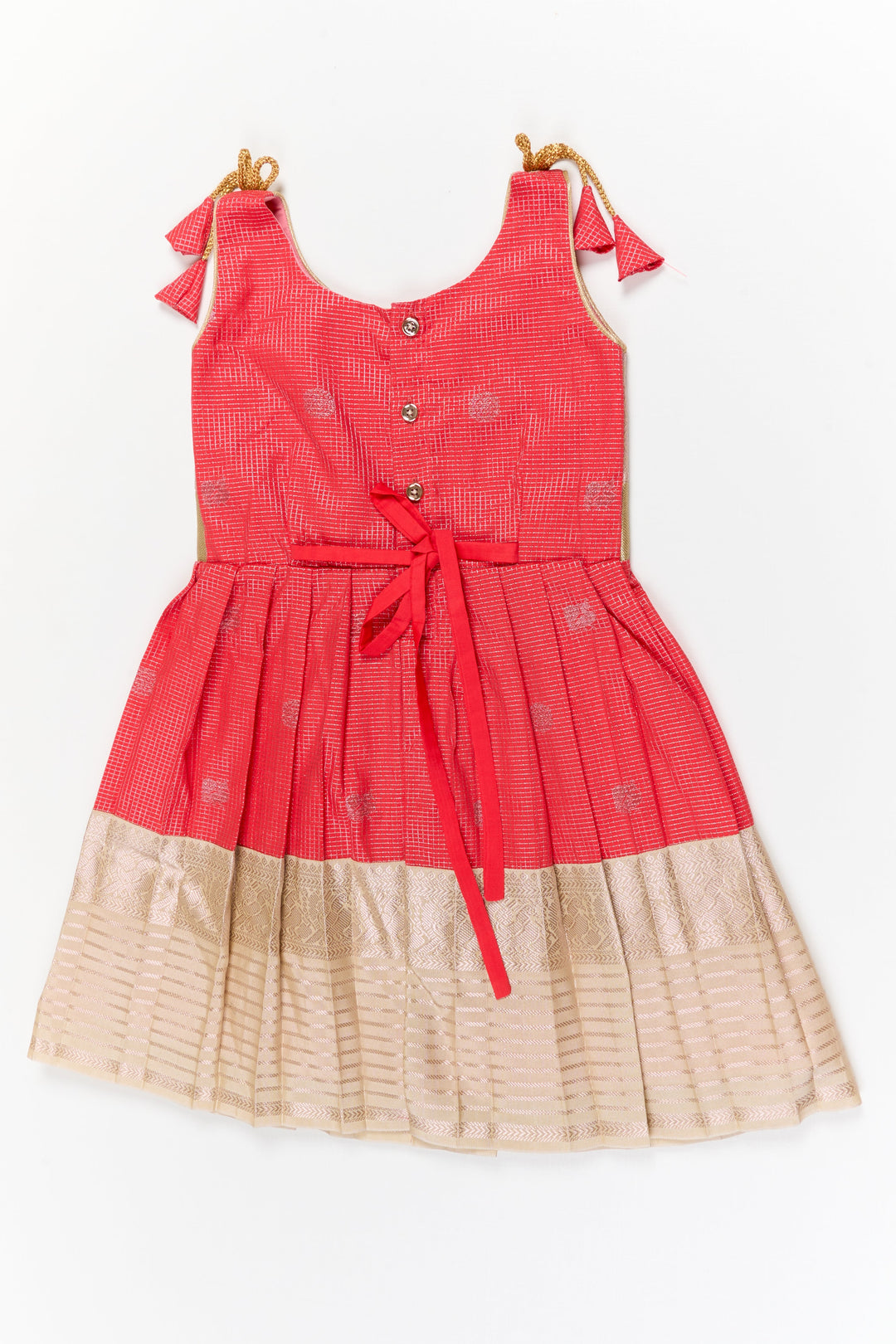 The Nesavu Girls Kanchi Silk Frock Girls Kanchi Silk Frock for Weddings and Festive Celebrations Nesavu Nesavu girls kanchi silk frock for weddings and festive occasions in semi bridal kanchivaram style