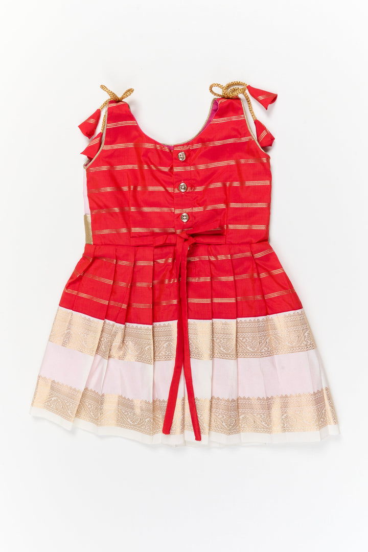 The Nesavu Girls Kanchi Silk Frock Girls Kanchi Silk Frock for Weddings and Festive Ceremonies Nesavu Nesavu girls kanchi silk frock for weddings in semi latest kanchivaram silk inspired design