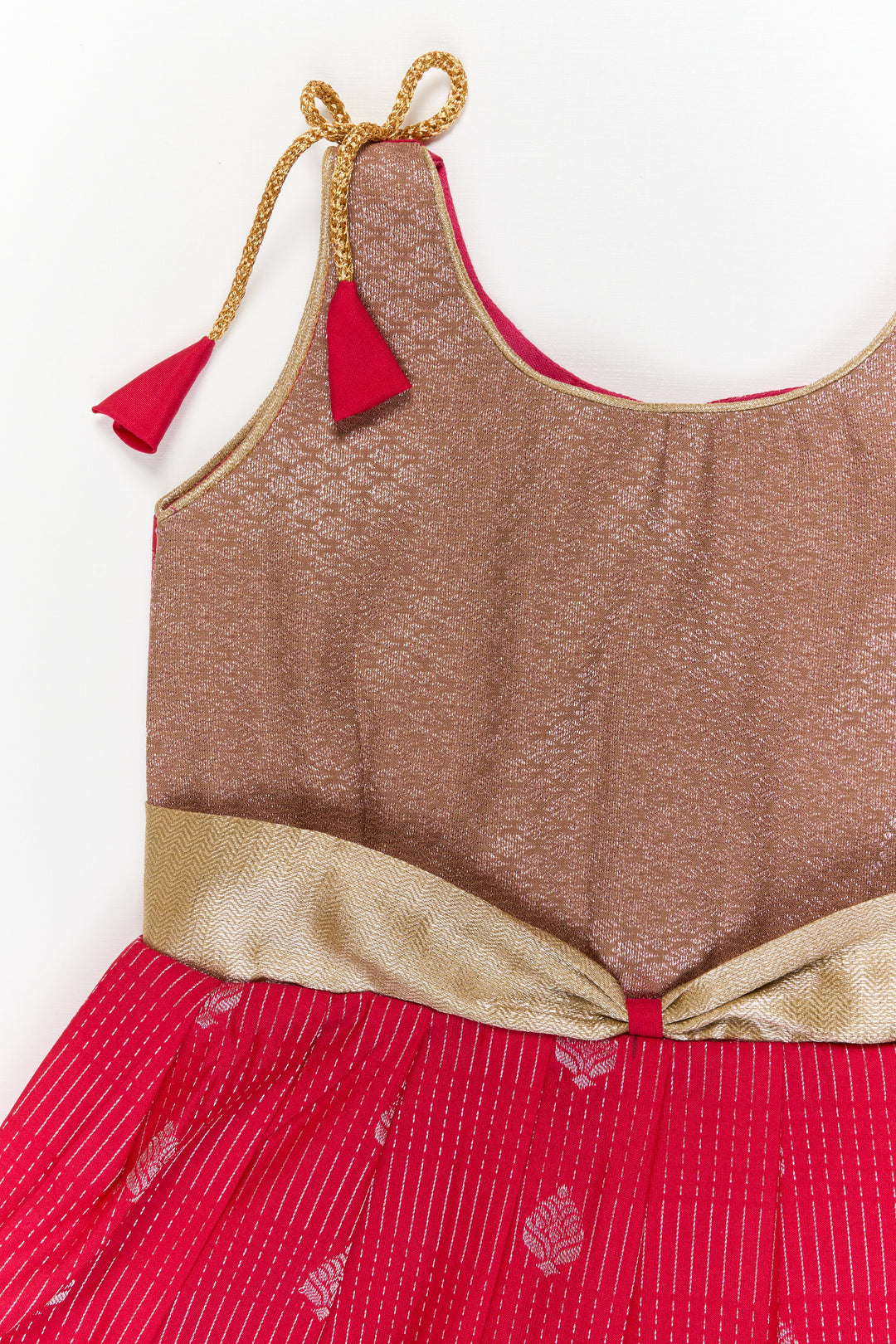 The Nesavu Girls Kanchi Silk Frock Girls Kanchi Silk Frock for Weddings and Festive Gatherings Nesavu Nesavu girls kanchi silk frock for weddings in semi designer bridal kanchivaram silk style