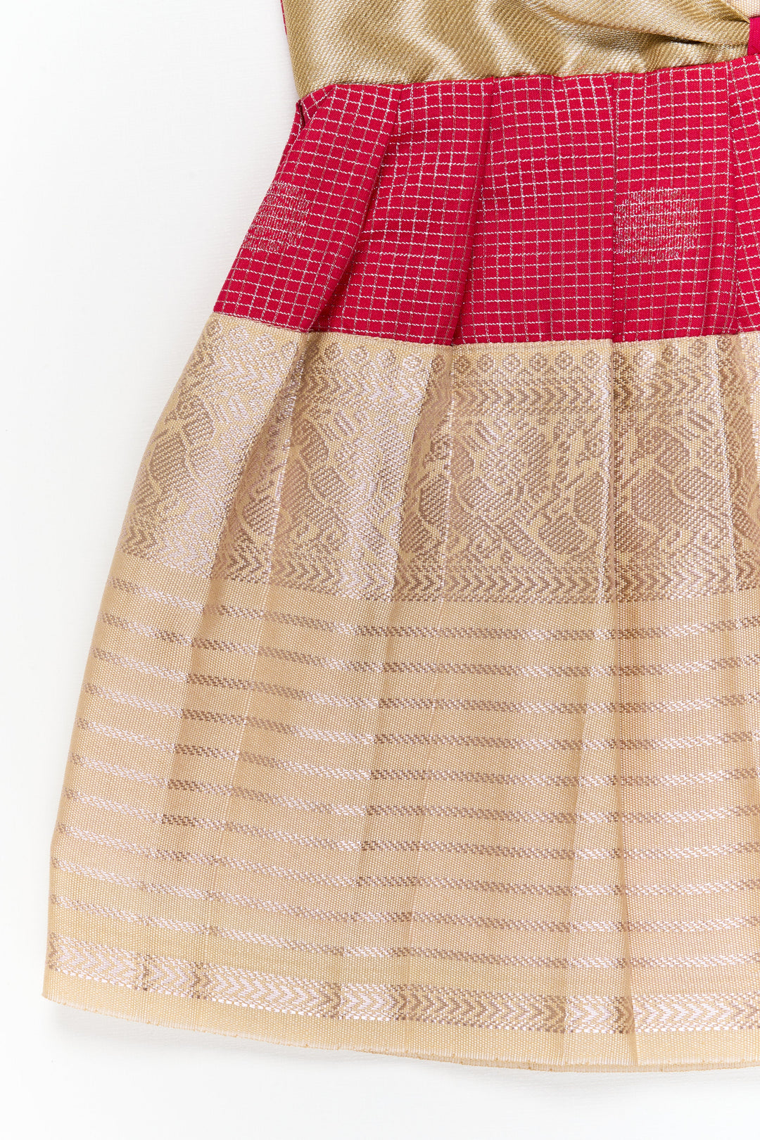 The Nesavu Girls Kanchi Silk Frock Girls Kanchi Silk Frock for Weddings and Temple Functions Nesavu Nesavu girls kanchi silk frock for weddings and temple functions in traditional kanchivaram style