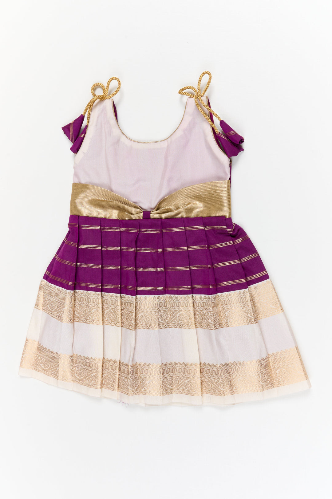 The Nesavu Girls Kanchi Silk Frock Girls Kanchi Silk Frock for Weddings Celebrations Nesavu 14 (6M) / Purple / Style 3 KSF035EC-14 Nesavu girls kanchi silk frock for weddings in latest kanchivaram silk inspired design