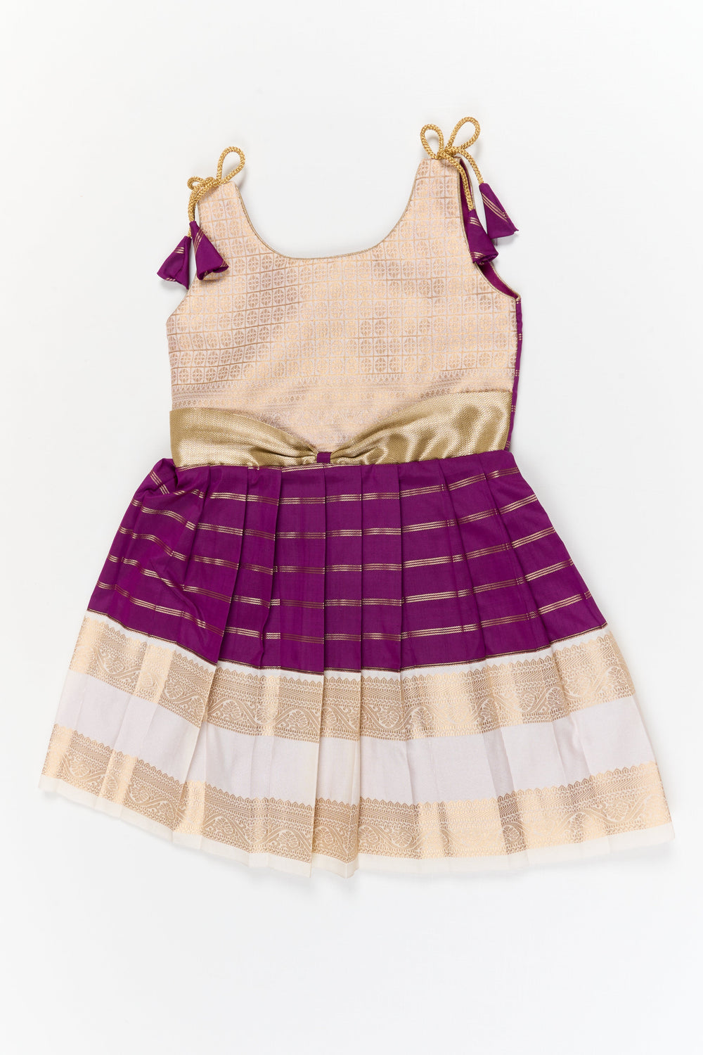 The Nesavu Girls Kanchi Silk Frock Girls Kanchi Silk Frock for Weddings Celebrations Nesavu 18 (2Y) / Purple / Style 2 KSF035EB-18 Nesavu girls kanchi silk frock for weddings in latest kanchivaram silk inspired design