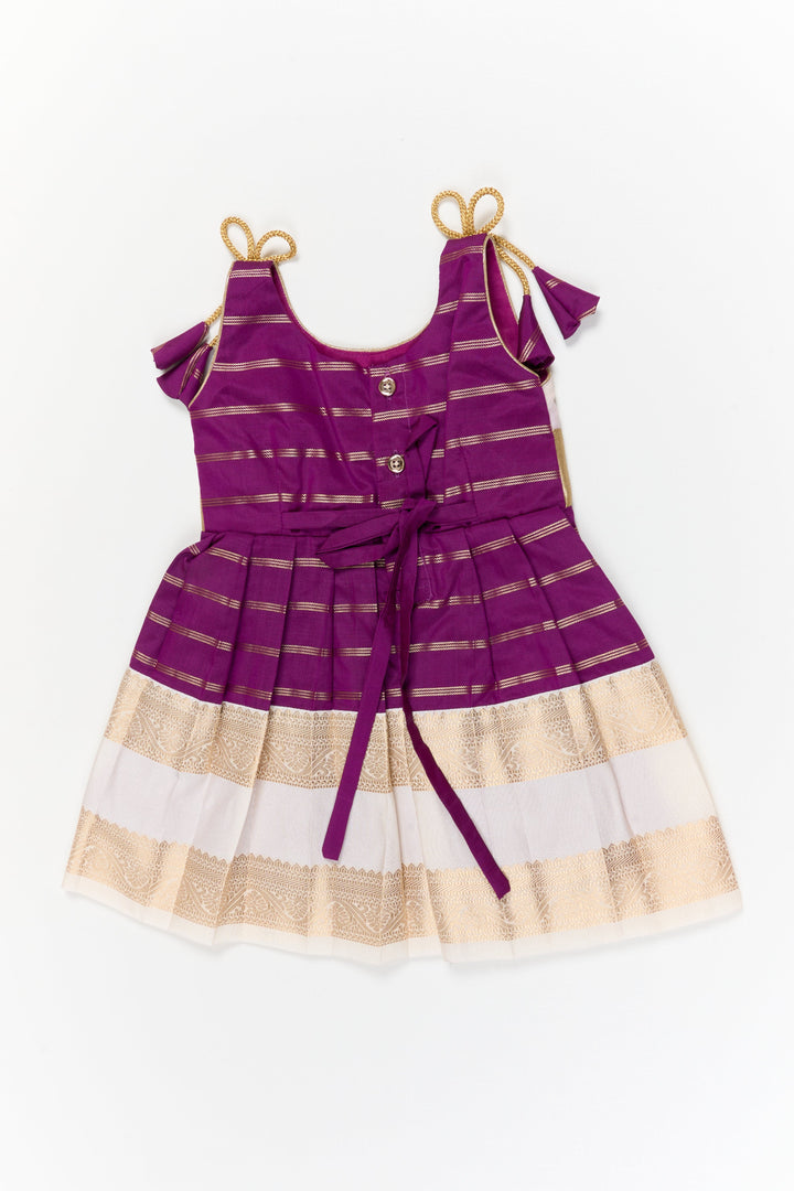 The Nesavu Girls Kanchi Silk Frock Girls Kanchi Silk Frock for Weddings Celebrations Nesavu Nesavu girls kanchi silk frock for weddings in latest kanchivaram silk inspired design