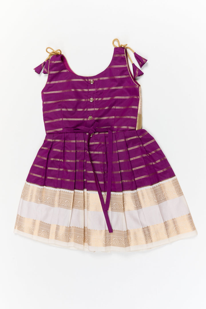 The Nesavu Girls Kanchi Silk Frock Girls Kanchi Silk Frock for Weddings Celebrations Nesavu Nesavu girls kanchi silk frock for weddings in latest kanchivaram silk inspired design