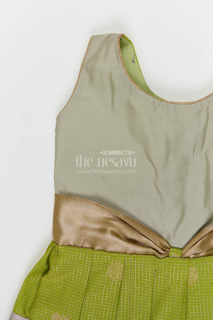 The Nesavu Girls Kanchi Silk Frock Girls Kanchi Silk Frock for Weddings Nesavu Nesavu Girls Semi Pure Kanchivaram Silk Frock Saree Inspired Design For Weddings And Festive Events