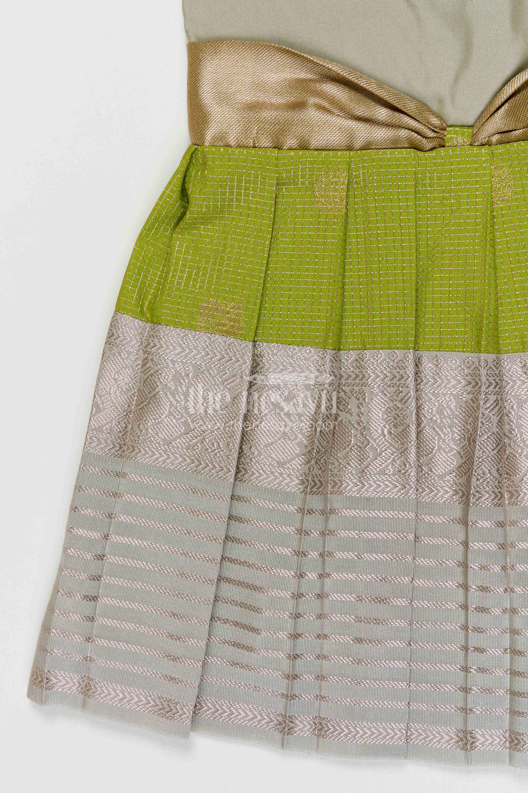 The Nesavu Girls Kanchi Silk Frock Girls Kanchi Silk Frock for Weddings Nesavu Nesavu Girls Semi Pure Kanchivaram Silk Frock Saree Inspired Design For Weddings And Festive Events