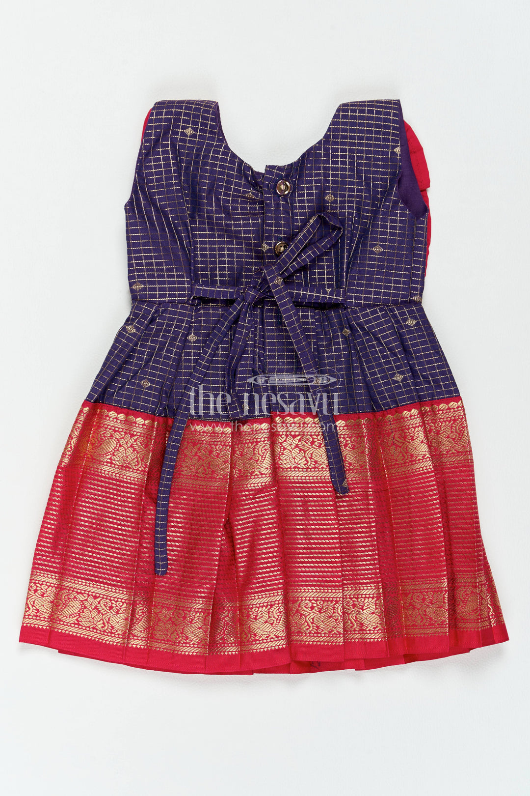 The Nesavu Girls Kanchi Silk Frock Girls Kanchi Silk Frock in Blue for Special Functions Nesavu Nesavu Girls Kanchi Silk Frock In Blue For Parties And Memorable